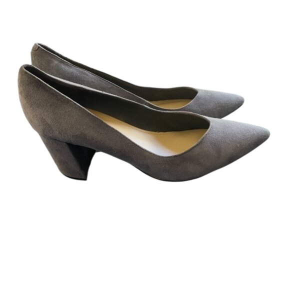 Marc Fisher Caitlin Grey Suede Block Heel Pump 9 - Picture 5 of 6